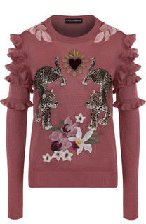 Вязаный пуловер с декоративной отделкой и оборками Dolce &amp; Gabbana