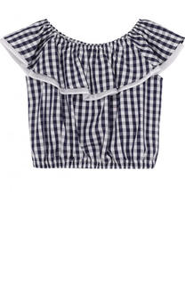 Хлопковый топ в клетку с оборками Il Gufo