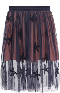 Полупрозрачная юбка-миди с вышивкой Stella McCartney