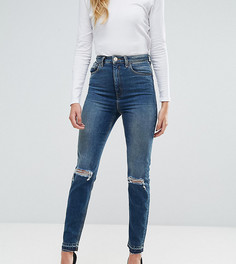 Темные узкие джинсы в винтажном стиле с завышенной талией ASOS TALL FARLEIGH - Синий