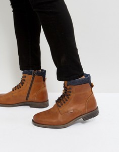 Коричневые кожаные ботинки с джинсовой отделкой Levis Emmerson - Коричневый