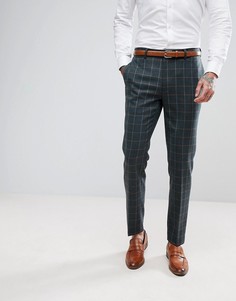 Брюки скинни цвета хаки в клетку ASOS - Зеленый