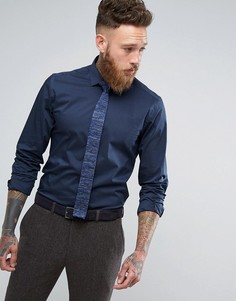 Облегающая эластичная рубашка Moss London - Темно-синий