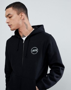 Худи на молнии с принтом на спине Stussy - Черный