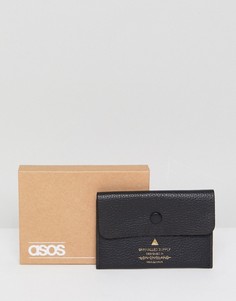 Черный кожаный кошелек для монет с отделением для карт ASOS - Черный