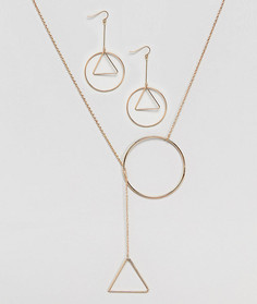 Ожерелье и серьги в подарочном наборе Nylon - Золотой