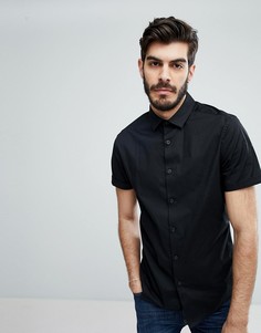 Черная зауженная рубашка с короткими рукавами ASOS - Черный
