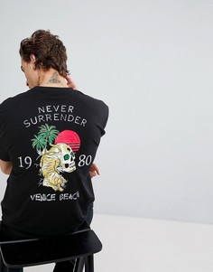 Свободная футболка с принтом на спине ASOS - Черный
