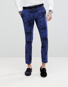 Супероблегающие брюки с набивкой флок Noose & Monkey - Синий