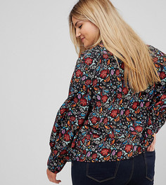 Топ с цветочным принтом и пышным рукавом на манжете Influence Plus - Мульти