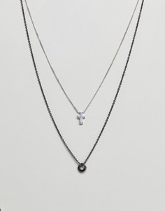 2 ожерелья с подвесками (серебристый/цвет пушечной бронзы) Icon Brand эксклюзивно для ASOS - Серебряный