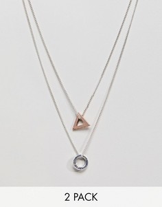 2 ожерелья с треугольной и круглой подвеской Icon Brand эксклюзивно для ASOS - Серебряный