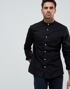 Черная эластичная джинсовая рубашка узкого кроя с воротником-стойкой ASOS - Черный