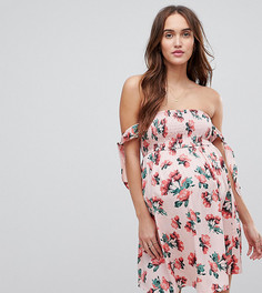 Эксклюзивное платье с присборенной вставкой и принтом роз ASOS Maternity - Мульти