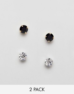 2 пары серег-гвоздиков с кристаллами Swarovski Krystal London - Черный