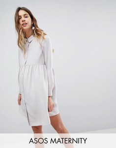 Свободное платье-рубашка мини ASOS MATERNITY - Серый