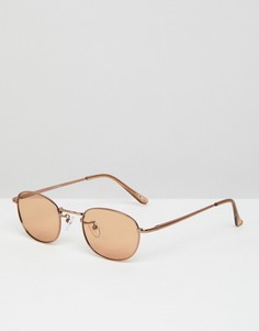 Овальные солнцезащитные очки в стиле 90-х со светло-коричневыми стеклами ASOS - Коричневый