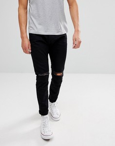 Черные джинсы скинни с рваной отделкой Esprit - Черный