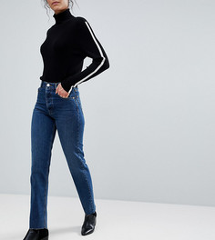 Темные джинсы прямого кроя с завышенной талией и необработанными краями ASOS TALL FLORENCE AUTHENTIC - Синий