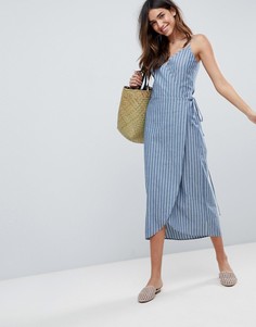 Платье макси в полоску с запахом сбоку ASOS - Мульти