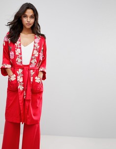 Пальто-кимоно с вышивкой Millie Mackintosh - Красный