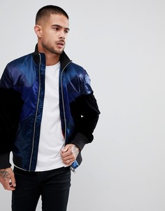 Атласная куртка с бархатными вставками и отделкой в виде звезды Diesel J-CLUB - Темно-синий
