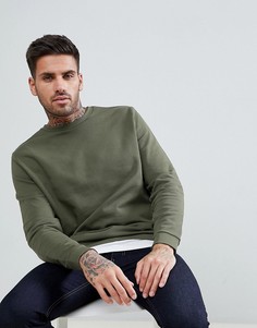 Свитшот цвета хаки со вставкой в стиле футболки ASOS - Зеленый