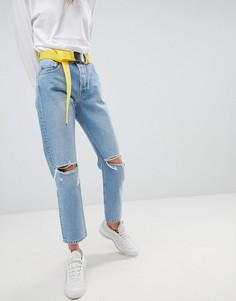 Прямые джинсы с поясом ASOS FLORENCE - Синий