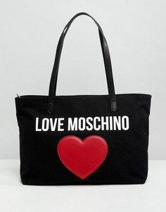 Парусиновая сумка-тоут Love Moschino - Черный