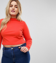 Кроп-топ в рубчик с длинными рукавами ASOS CURVE - Красный