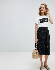Юбка миди с цветочным принтом Vero Moda - Черный