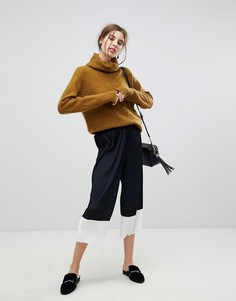 Плиссированные кюлоты с монохромным низом ASOS - Черный