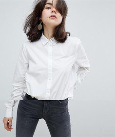 Рубашка на пуговицах с оборками Pieces - Белый