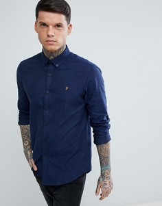 Синяя фактурная оксфордская рубашка узкого кроя Farah Steen - Синий