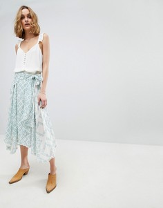 Юбка миди с принтом Free People - Белый