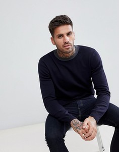 Темно-синий джемпер с контрастным круглым вырезом New Look - Темно-синий