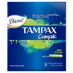 Тампоны с аппликатором `TAMPAX` COMPAK Super Single 8 шт