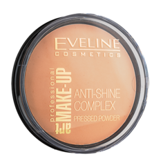 Пудра компактная для лица `EVELINE` ANTI-SHINE COMPLEX PRESSED POWDER тон 34 (medium beige) минеральная матирующая