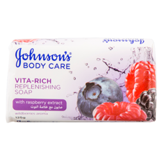 Мыло твердое `JOHNSONS` VITA-RICH восстанавливающее с экстрактом малины и лесных ягод 125 гр