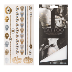 Татуировка для тела `GLOSSYBLOSSOM` FLASH JEWELRY TATTOO переводная (цепи , браслеты с глазами)