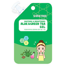 Гель для лица `SHINETREE` успокаивающий с экстрактом алоэ и зеленого чая 12 мл