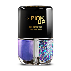 Набор лаков для ногтей `PINK UP` GLITTER GLAM тон 04 2x4 мл