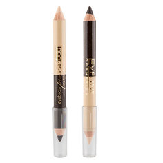 Карандаш для бровей `EVELINE` EYEBROW PENCIL DUO двухцветный тон 02