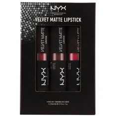 Набор подарочный женский `NYX PROFESSIONAL MAKEUP` VELVET MATTE LIPSTICK тон 06, 08, 10