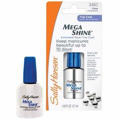 Верхнее покрытие-сушка для ногтей `SALLY HANSEN` MEGA SHINE EXTENDED WEAR TOP COAT с зеркальным блеском