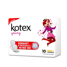 Прокладки тонкие `KOTEX` YOUNG Ultra Normal 10 шт