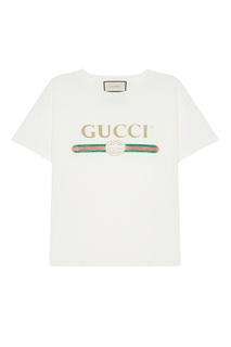 Белая футболка с логотипом Gucci