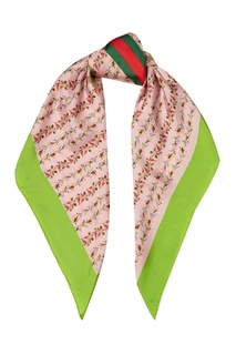 Розовый шелковый платок с цветами Gucci