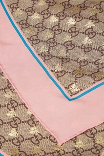 Платок GG Bees с розовой полосой Gucci