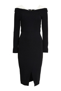 Черное платье-футляр с прозрачными деталями Roland Mouret